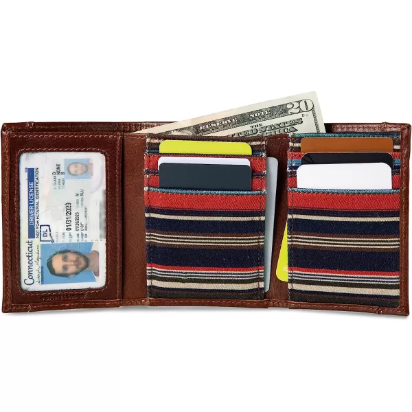 imageEddie Bauer Mens Pioneer Leather and Printed Cotton Canvas Trifold WalletMulti