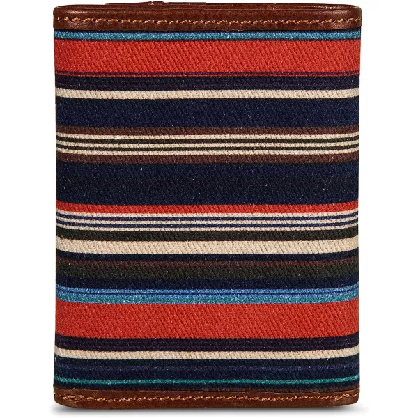 imageEddie Bauer Mens Pioneer Leather and Printed Cotton Canvas Trifold WalletMulti