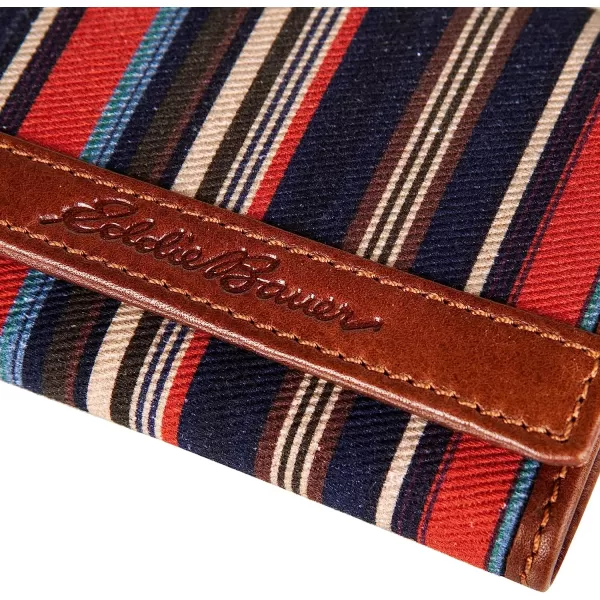 imageEddie Bauer Mens Pioneer Leather and Printed Cotton Canvas Trifold WalletMulti