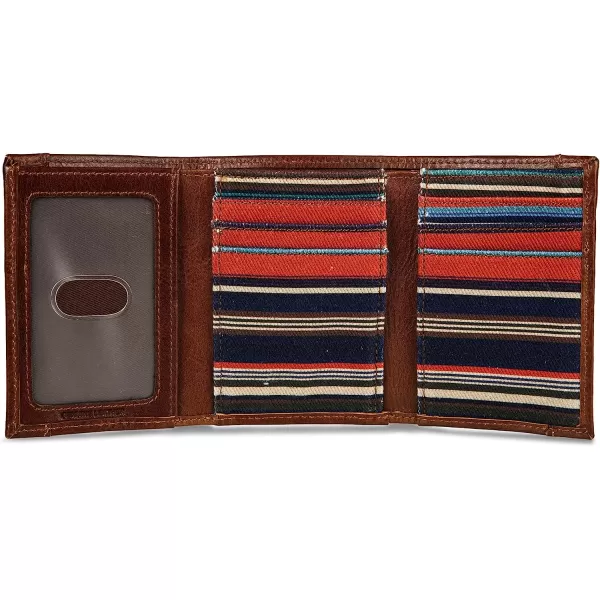 imageEddie Bauer Mens Pioneer Leather and Printed Cotton Canvas Trifold WalletMulti