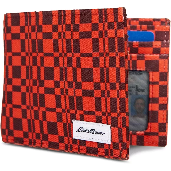imageEddie Bauer Mens Pioneer Printed Cotton Canvas Bifold WalletRed