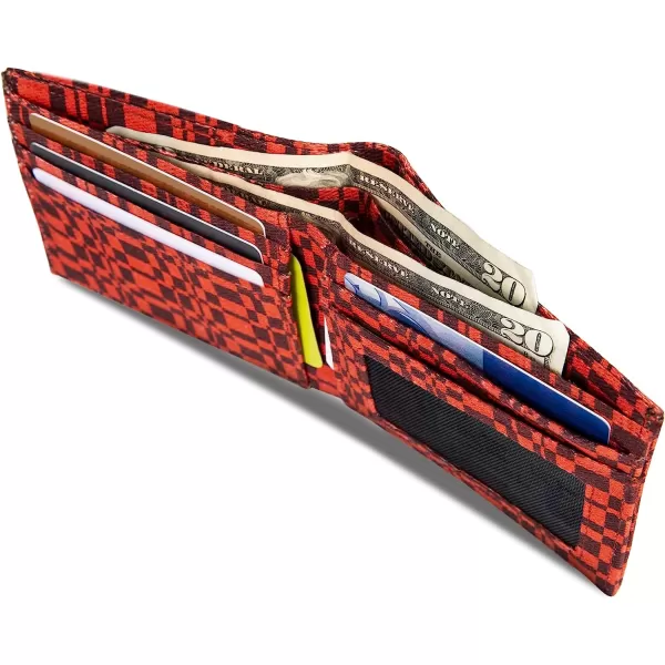 imageEddie Bauer Mens Pioneer Printed Cotton Canvas Bifold WalletRed