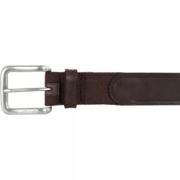 imageEddie Bauer Mens Rugged Belt with Stretch TabMilled Leather and Durable Elastic and Nickel Roller BuckleBrown