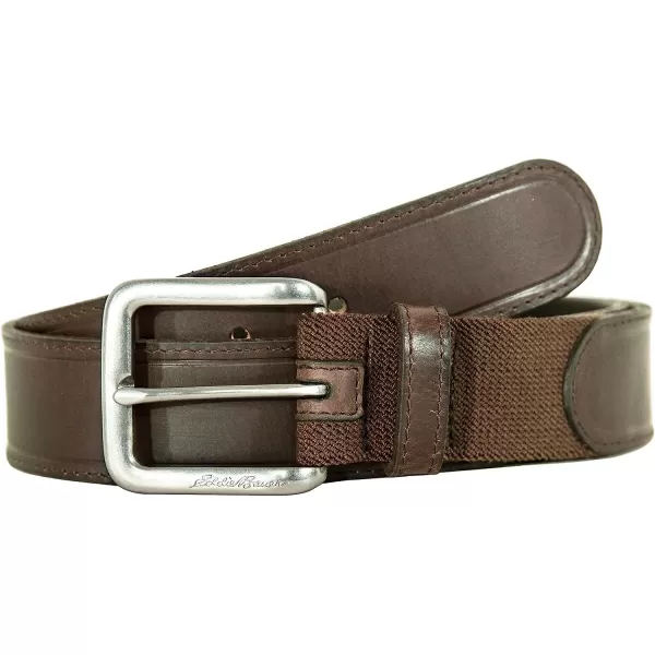 imageEddie Bauer Mens Rugged Belt with Stretch TabMilled Leather and Durable Elastic and Nickel Roller BuckleTan