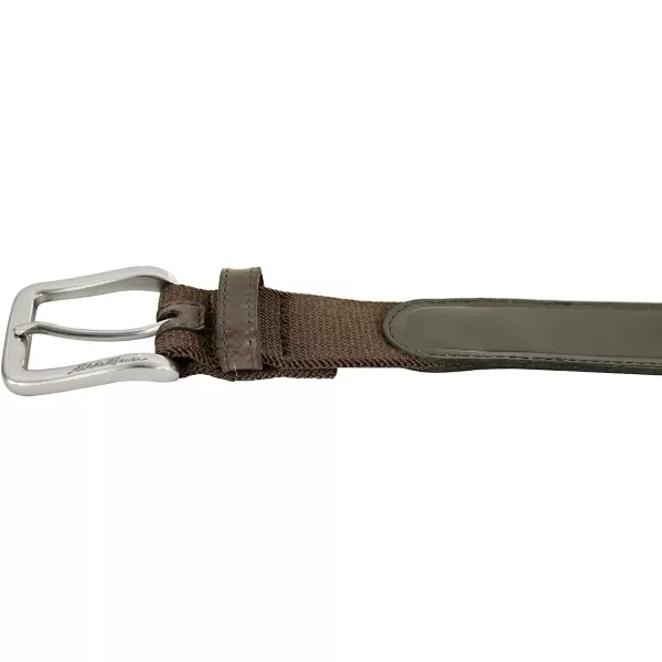 imageEddie Bauer Mens Rugged Belt with Stretch TabMilled Leather and Durable Elastic and Nickel Roller BuckleTan