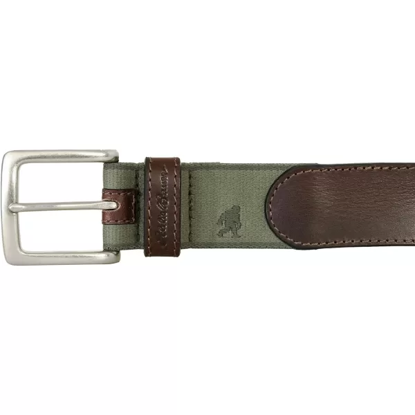 imageEddie Bauer Mens Rugged Leather Belt with Stretch Tab and Sasquatch DesignRugged W Sasquatch  Brown