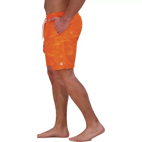 imageEddie Bauer Mens SPF 50 Volley Swim Trunk  Fun Designs Comfortable and Stylish 7 InseamOrange