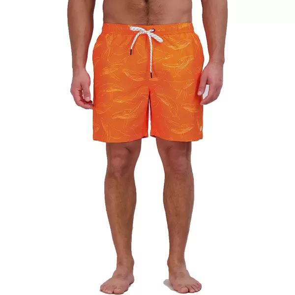 imageEddie Bauer Mens SPF 50 Volley Swim Trunk  Fun Designs Comfortable and Stylish 7 InseamOrange