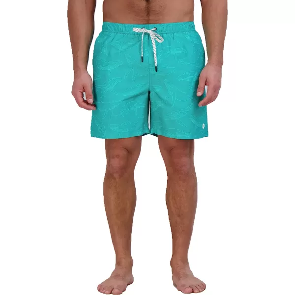 imageEddie Bauer Mens SPF 50 Volley Swim Trunk  Fun Designs Comfortable and Stylish 7 InseamTurquoise Green