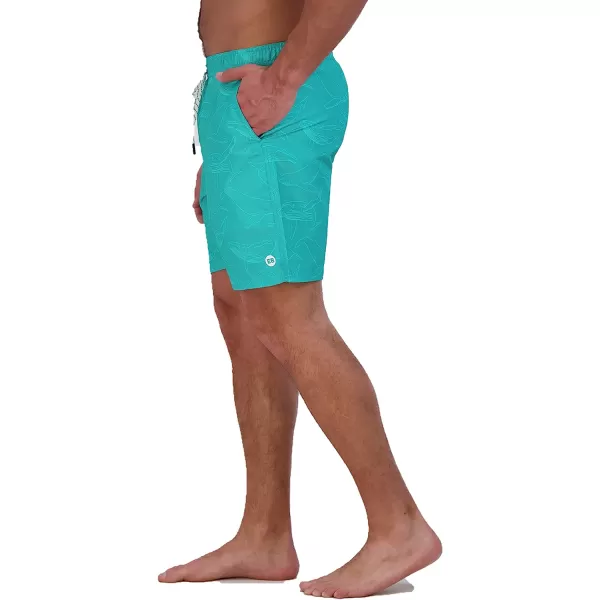 imageEddie Bauer Mens SPF 50 Volley Swim Trunk  Fun Designs Comfortable and Stylish 7 InseamTurquoise Green