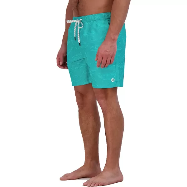 imageEddie Bauer Mens SPF 50 Volley Swim Trunk  Fun Designs Comfortable and Stylish 7 InseamTurquoise Green