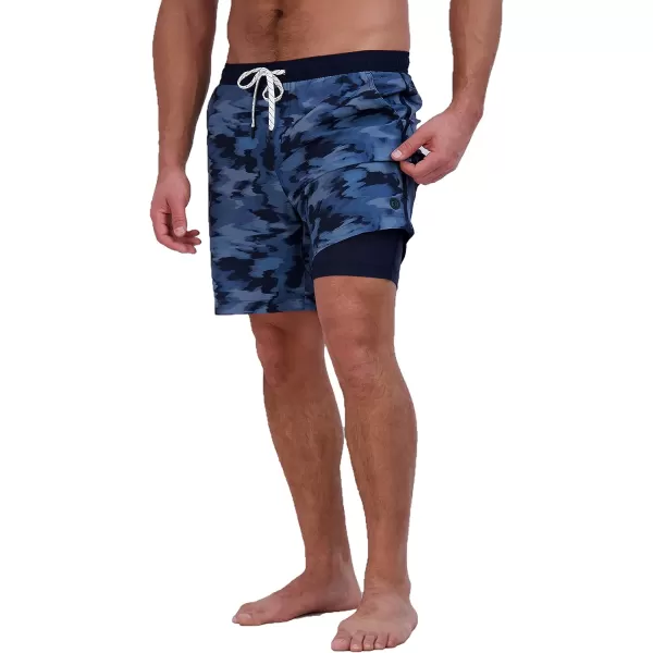 imageEddie Bauer Mens SPF 50 Volley Swim Trunk 8 Inseam Comes with Compression Liner  Ultimate Comfort amp StretchAtlantic Blue