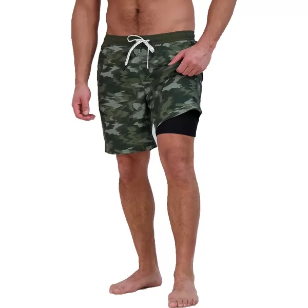 imageEddie Bauer Mens SPF 50 Volley Swim Trunk 8 Inseam Comes with Compression Liner  Ultimate Comfort amp StretchDark Loden