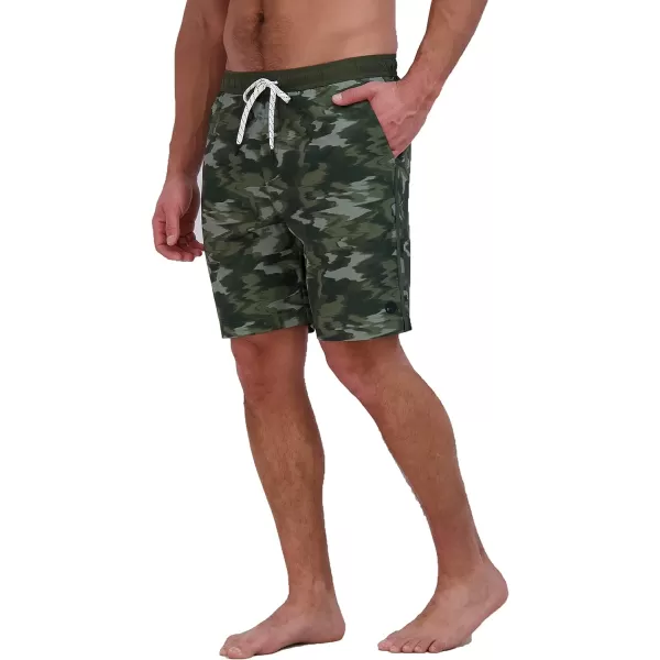 imageEddie Bauer Mens SPF 50 Volley Swim Trunk 8 Inseam Comes with Compression Liner  Ultimate Comfort amp StretchDark Loden