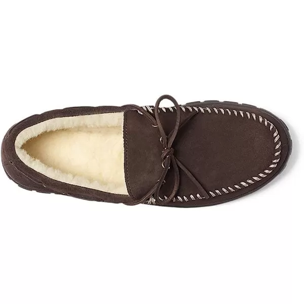 imageEddie Bauer Mens ShearlingLined Moccasin SlipperDk Brown Brown