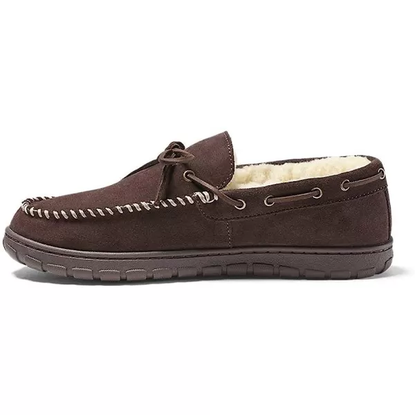 imageEddie Bauer Mens ShearlingLined Moccasin SlipperDk Brown Brown