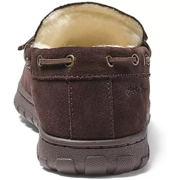 imageEddie Bauer Mens ShearlingLined Moccasin SlipperDk Brown Brown