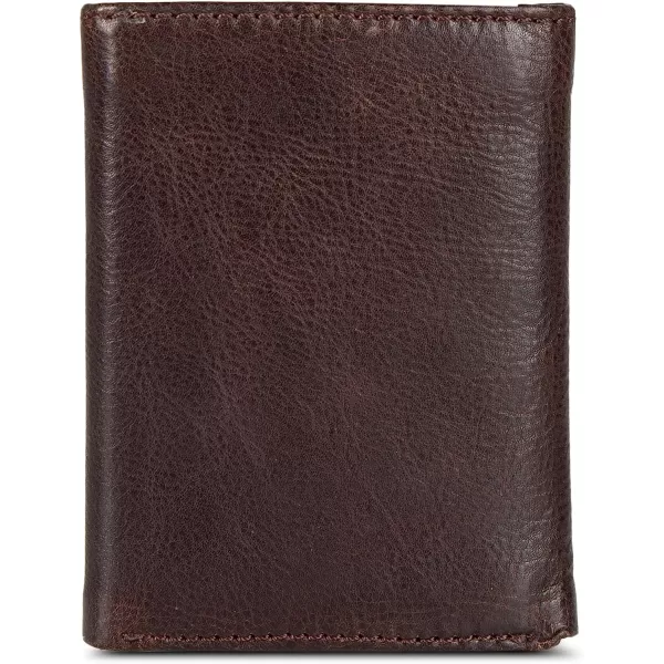 imageEddie Bauer Mens Signature Logo Leather Trifold Wallet with 6 Card Slots and RFID ProtectionBrown
