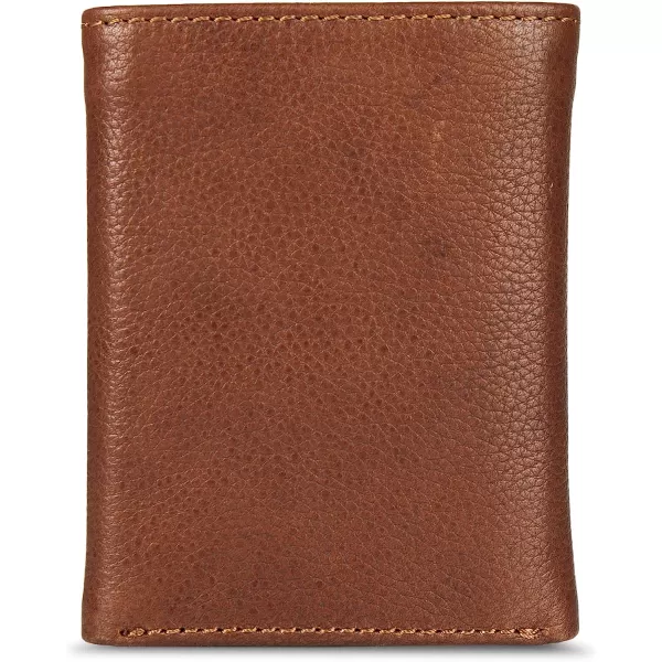 imageEddie Bauer Mens Signature Logo Leather Trifold Wallet with 6 Card Slots and RFID ProtectionTan