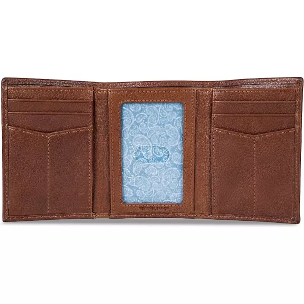 imageEddie Bauer Mens Signature Logo Leather Trifold Wallet with 6 Card Slots and RFID ProtectionTan