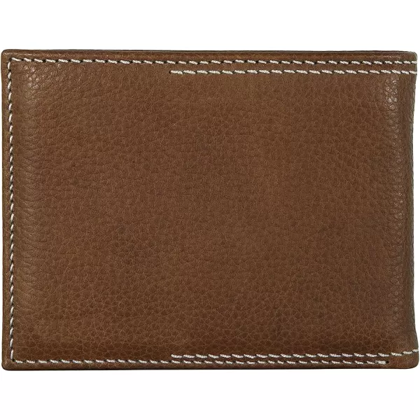 imageEddie Bauer Mens Signature Top Stitch Leather Bifold Passcase Wallet with 6 Card Slots and RFID Protection Tan One SizeEddie Bauer Mens Signature Top Stitch Leather Bifold Passcase Wallet with 6 Card Slots and RFID Protection Tan One Size