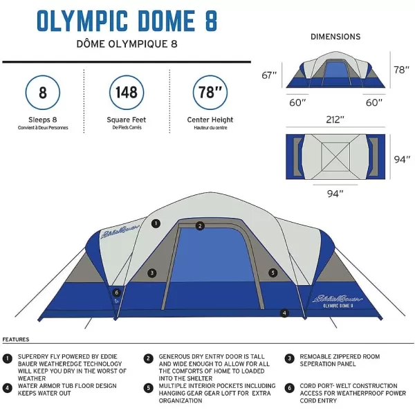 imageEddie Bauer Olympic Dome 8 Tent Island Blue ONE SizeEddie Bauer Olympic Dome 8 Tent Island Blue ONE Size