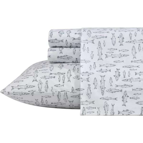 imageEddie Bauer Sheets Cotton Percale Bedding Set Crisp  Cool Stylish Home Decor Full Northern Plaid WhiteGreyAlbright Hill GreenWhite