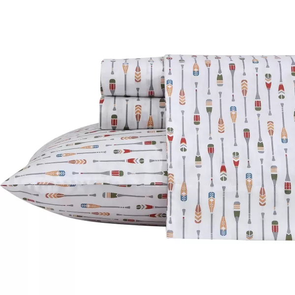 imageEddie Bauer Sheets Cotton Percale Bedding Set Crisp  Cool Stylish Home Decor Full Northern Plaid WhiteGreyCanoe Lake Paddle