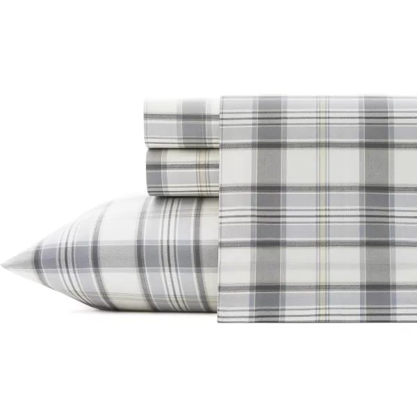 imageEddie Bauer Sheets Cotton Percale Bedding Set Crisp  Cool Stylish Home Decor Full Northern Plaid WhiteGreyChinook Plaid