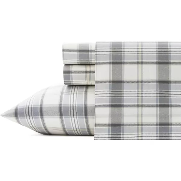 imageEddie Bauer Sheets Cotton Percale Bedding Set Crisp  Cool Stylish Home Decor Full Northern Plaid WhiteGreyChinook Plaid