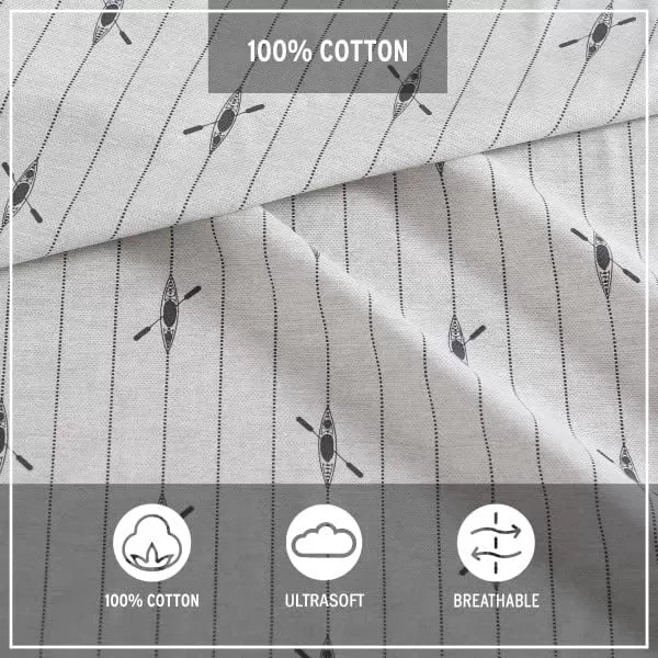 imageEddie Bauer Sheets Cotton Percale Bedding Set Crisp  Cool Stylish Home Decor Full Northern Plaid WhiteGreyDownstream