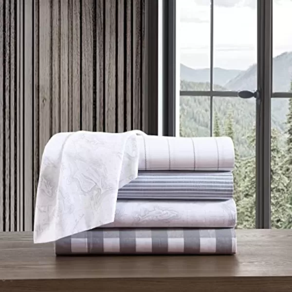 imageEddie Bauer Sheets Cotton Percale Bedding Set Crisp  Cool Stylish Home Decor Full Northern Plaid WhiteGreyFish Atol WhiteGrey