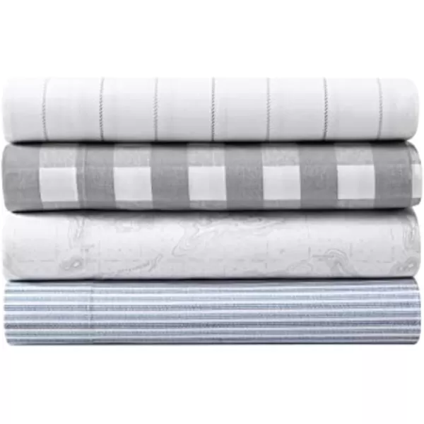imageEddie Bauer Sheets Cotton Percale Bedding Set Crisp  Cool Stylish Home Decor Full Northern Plaid WhiteGreyFish Atol WhiteGrey