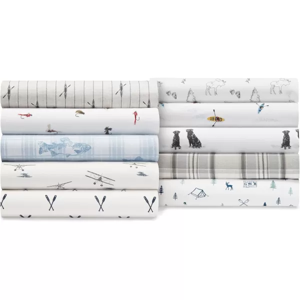 imageEddie Bauer Sheets Cotton Percale Bedding Set Crisp  Cool Stylish Home Decor Full Northern Plaid WhiteGreyLabrador Fields