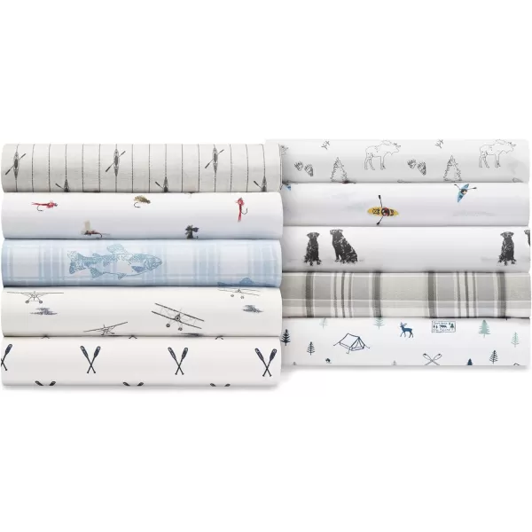 imageEddie Bauer Sheets Cotton Percale Bedding Set Crisp  Cool Stylish Home Decor Full Northern Plaid WhiteGreyLabrador Fields