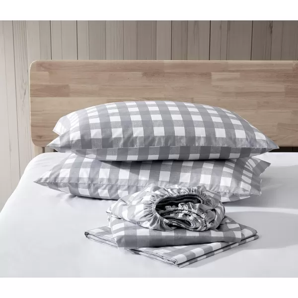 imageEddie Bauer Sheets Cotton Percale Bedding Set Crisp  Cool Stylish Home Decor Full Northern Plaid WhiteGreyLakehouse Plaid
