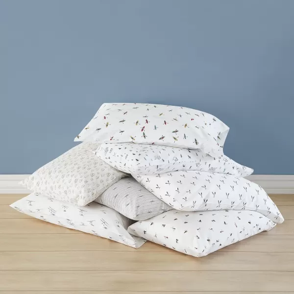 imageEddie Bauer Sheets Cotton Percale Bedding Set Crisp  Cool Stylish Home Decor Full Northern Plaid WhiteGreySea Planes