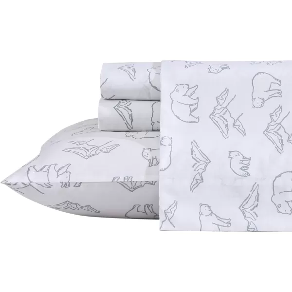 imageEddie Bauer Sheets Cotton Percale Bedding Set Crisp  Cool Stylish Home Decor Full Northern Plaid WhiteGreySmokey Bear Camp