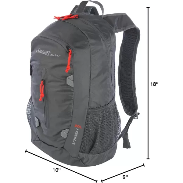 imageEddie Bauer Stowaway Packable BackpackMade from Ripstop Polyester Maroon 20LDark Smoke