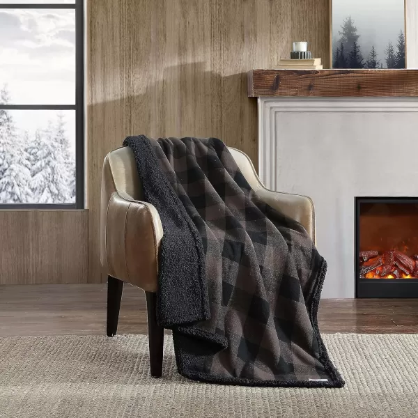 imageEddie Bauer Throw Blanket Reversible Bedding Buffalo Plaid Home Decor for All Seasons BrownBlackThrow BrownBlack