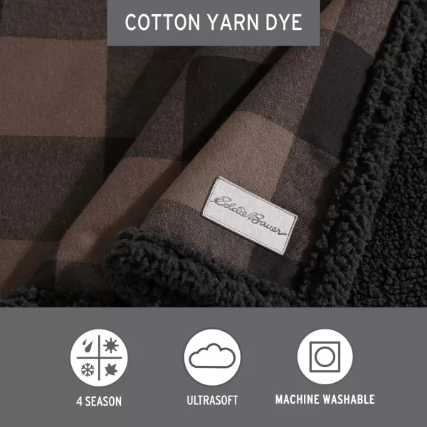 imageEddie Bauer Throw Blanket Reversible Bedding Buffalo Plaid Home Decor for All Seasons BrownBlackThrow BrownBlack