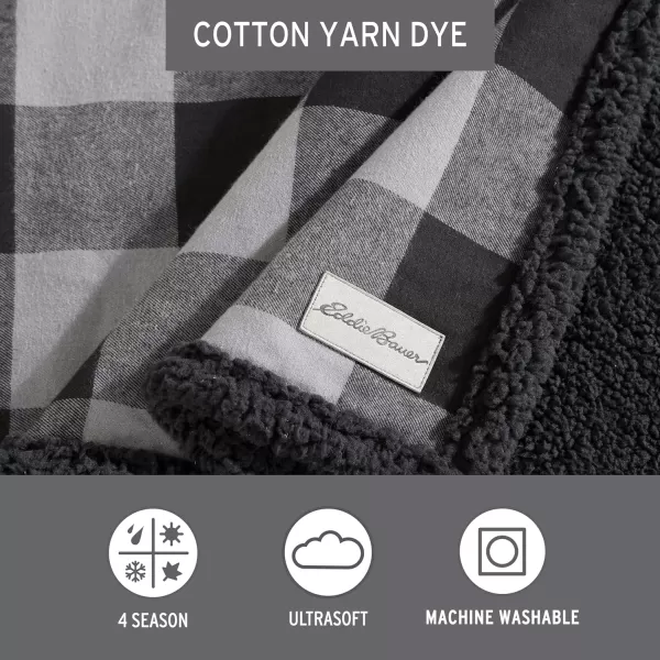 imageEddie Bauer Throw Blanket Reversible Bedding Buffalo Plaid Home Decor for All Seasons BrownBlackThrow GreyBlack
