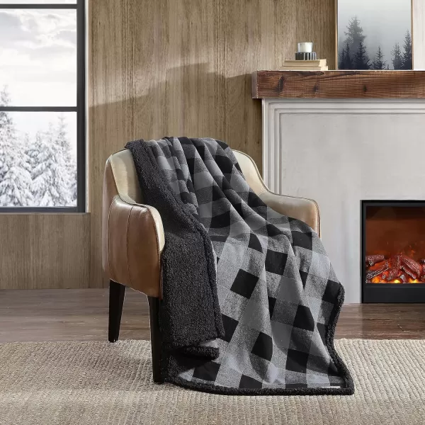 imageEddie Bauer Throw Blanket Reversible Bedding Buffalo Plaid Home Decor for All Seasons BrownBlackThrow GreyBlack