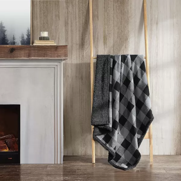 imageEddie Bauer Throw Blanket Reversible Bedding Buffalo Plaid Home Decor for All Seasons BrownBlackThrow GreyBlack