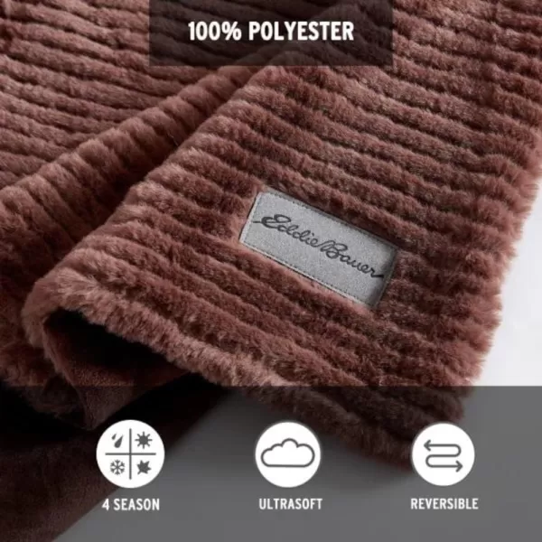 imageEddie Bauer Throw Blanket Ultra Soft Plush Home Dcor All Season Bedding Textured Solid Grey 50 x 60Textured Solid Brown