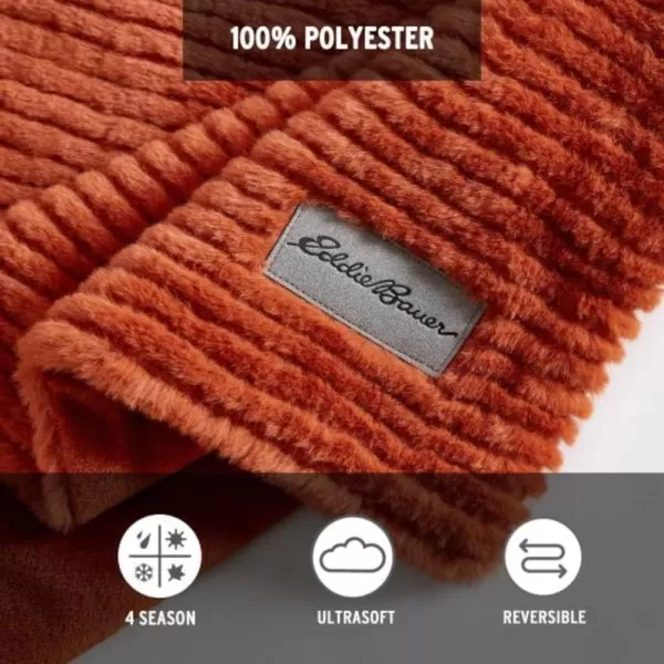 imageEddie Bauer Throw Blanket Ultra Soft Plush Home Dcor All Season Bedding Textured Solid Grey 50 x 60Textured Solid Orange