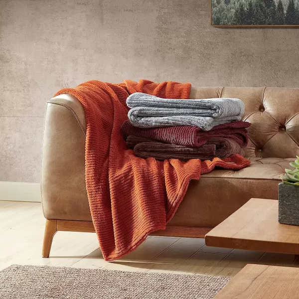 imageEddie Bauer Throw Blanket Ultra Soft Plush Home Dcor All Season Bedding Textured Solid Grey 50 x 60Textured Solid Red
