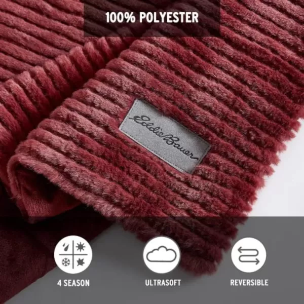 imageEddie Bauer Throw Blanket Ultra Soft Plush Home Dcor All Season Bedding Textured Solid Grey 50 x 60Textured Solid Red