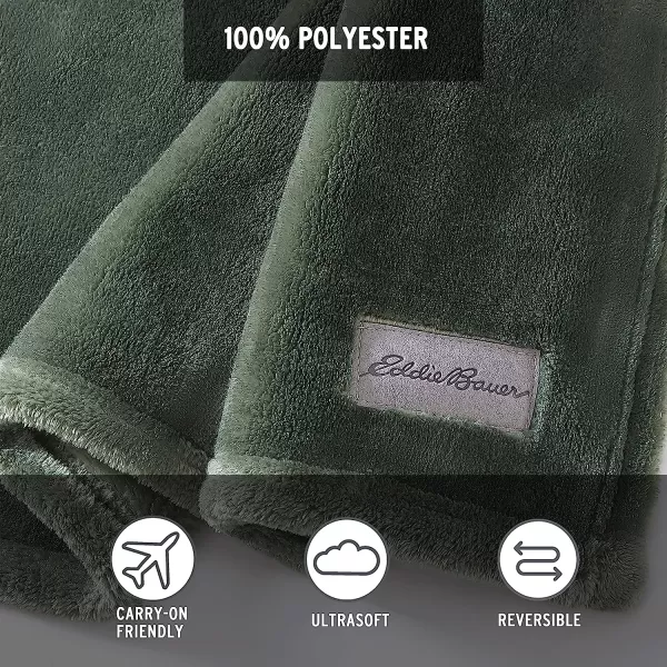 imageEddie Bauer Throw Blanket Ultra Soft Plush Home Dcor All Season Bedding Ultra Lux Solid Grey 50 x 6050 x 60 Ultra Lux Solid Green