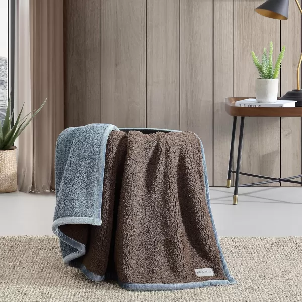 imageEddie Bauer Throw Blanket Ultra Soft Plush Sherpa Home Decor Reversible BiColored Bedding OrangeBrownThrow BrownBlue